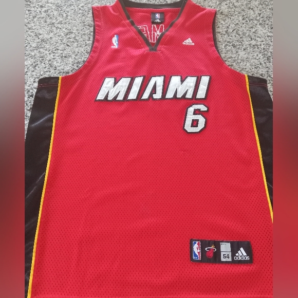 Adidas Shirts Adidas Sewn Miami Heat Authentic 6 Lebron James Red Nba Jersey Mens 54 Poshmark